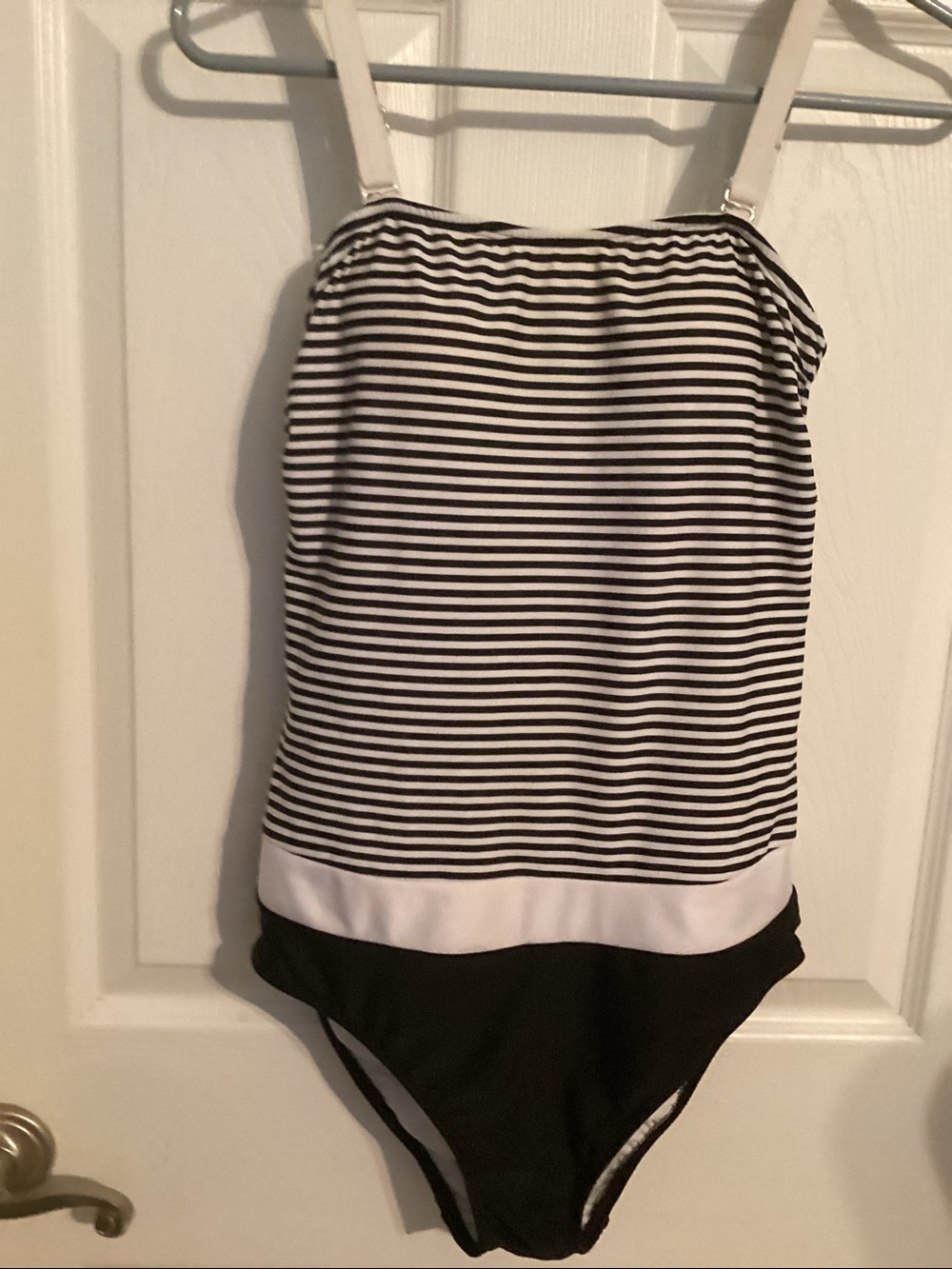 VENUS One Piece Swimwear white background with black stripes